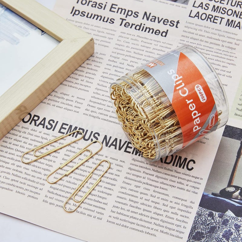 NEEWAY Gold Paper Clips, 200 Count Large Size, 2 Inch Jumbo Paperclips, Stylish Gold-Plated Paper Clip (Pack of 2) - Image 5